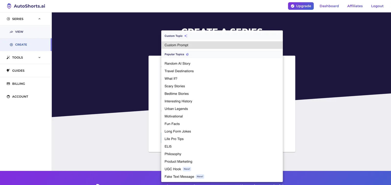 autoshorts ui