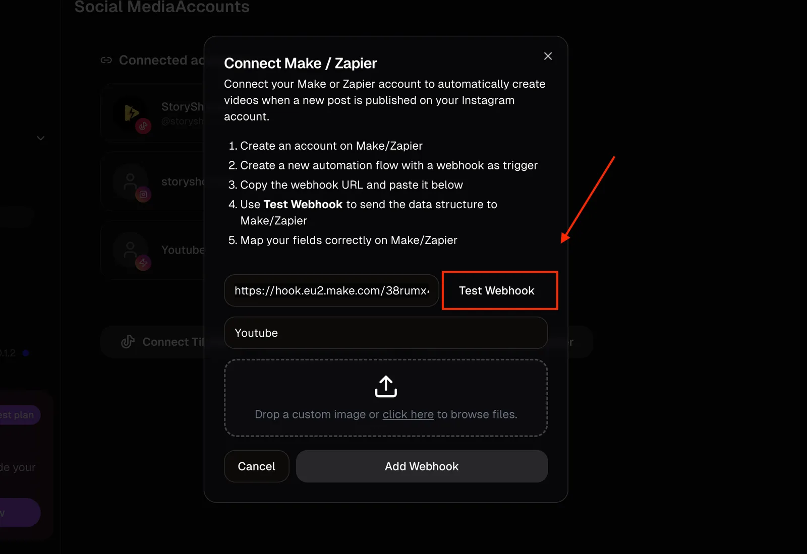 Test webhook storyshort.ai